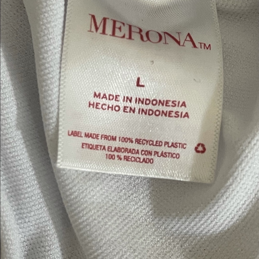 Merona sz lg navy stripe swimsuit stretchy cord - Picture 8 of 8